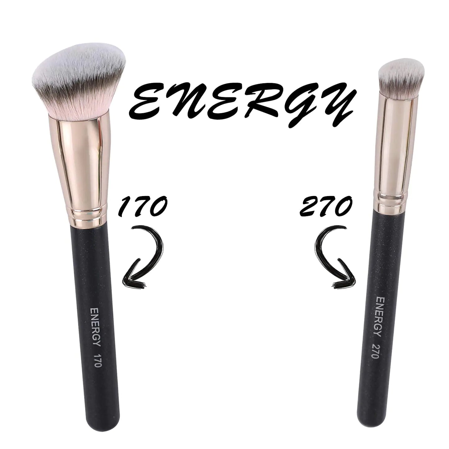 ENERGY Foundation Brush for Liquid Makeup Premium Makeup Brush for Flawless Liquid Cream Foundation Powder Cosmetics Blending Buffing Contouring Vegan Face Brush 170 Large-170