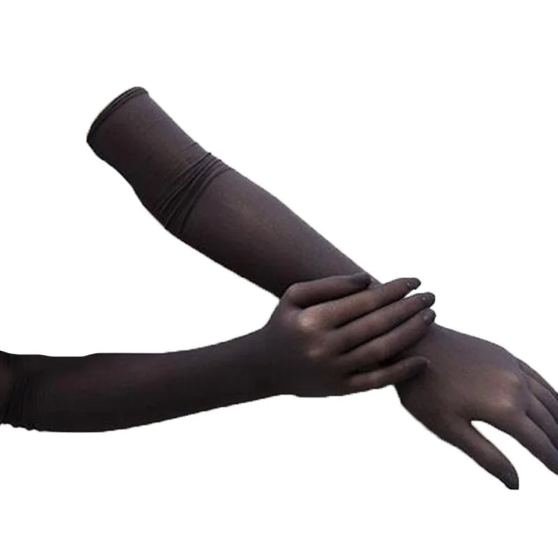 Women Sexy Lace Sunscreen Gloves Summer Female Long Elastic Ultra-Thin Anti-Uv Driving Gloves Black Party Etiquette Gloves H83