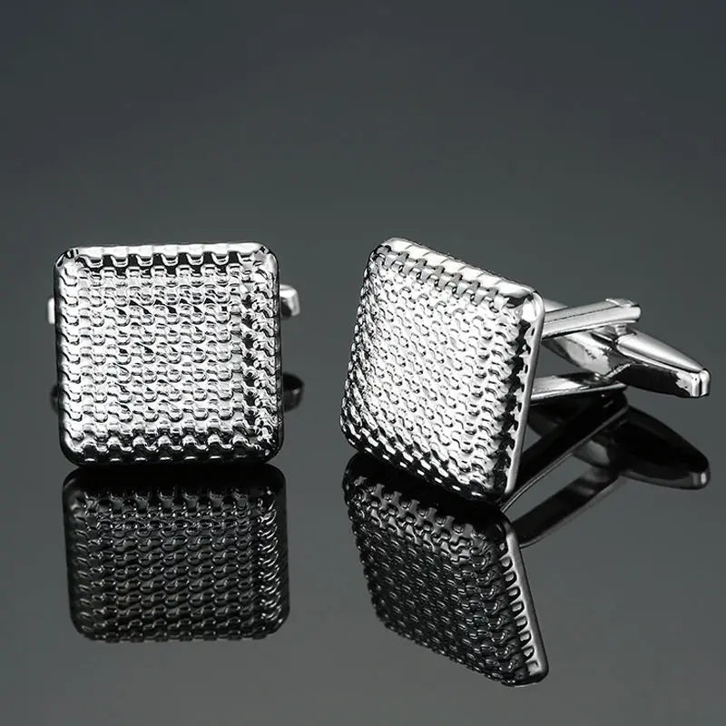 High Quality Brass Material Silvery Laser Pattern Building Block Cufflink Fashion Men'S French Shirt Cufflinks Wholesale Retail