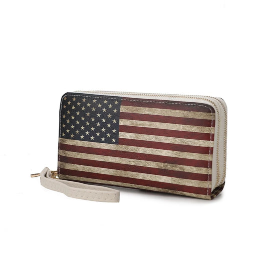 Uriel Vegan Leather Womens FLAG Wristlet Wallet by Mia K