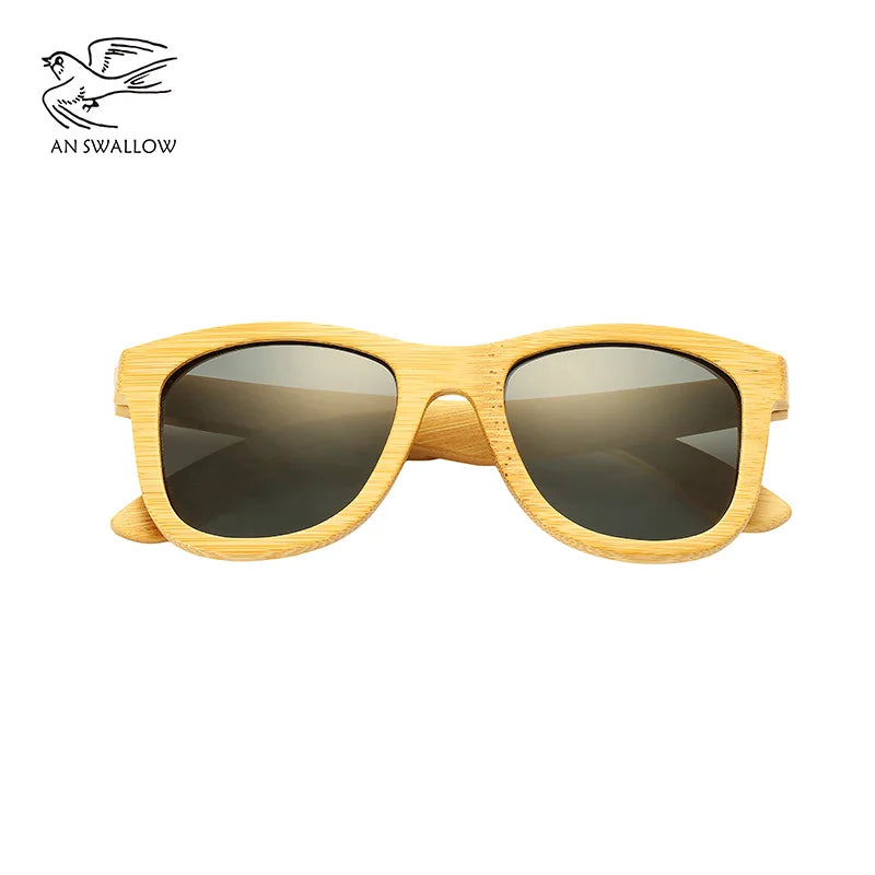 SWALLOW Real 100% Wooden Sunglasses, Polarized Bamboo UV400TAC Lens, Anti-Ultraviolet and Anti-Glare