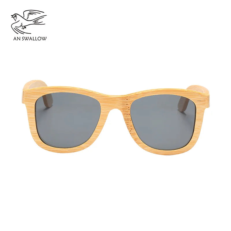 SWALLOW Real 100% Wooden Sunglasses, Polarized Bamboo UV400TAC Lens, Anti-Ultraviolet and Anti-Glare