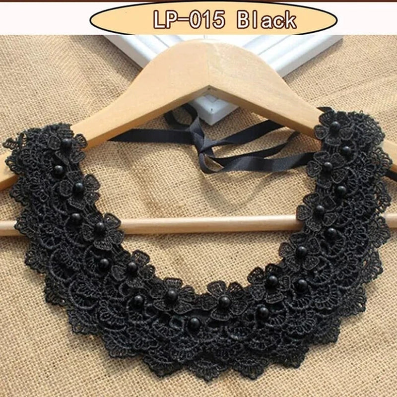 Vintage Black Lace Beaded Collar Choker Collar Necklace Fake Collar Women 'S Clothing Accessories Sweet False Collar