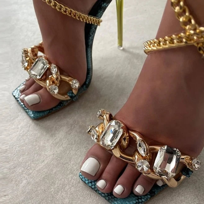 Crystal Chain Transparent Heels