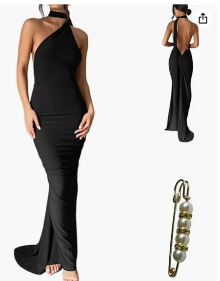 Backless Halter Sheath Dress For Women