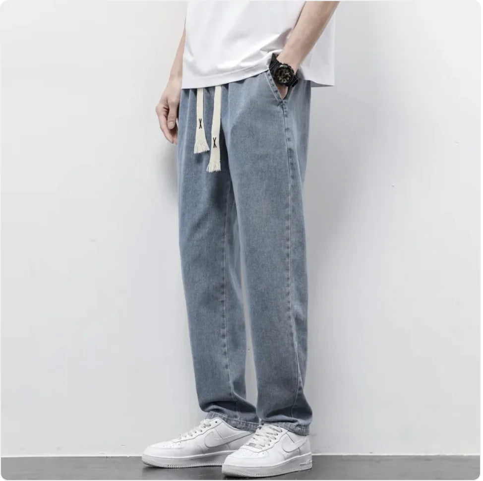 Men's Summer Wide-Leg Drawstring Jeans