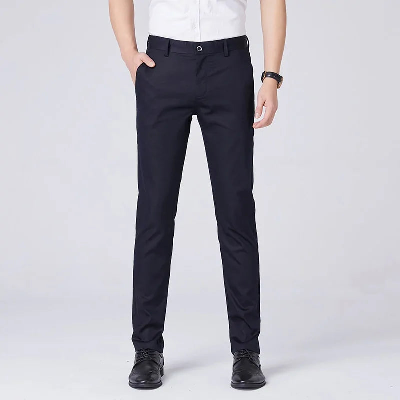 Silk Slim Fit Elastic Trousers