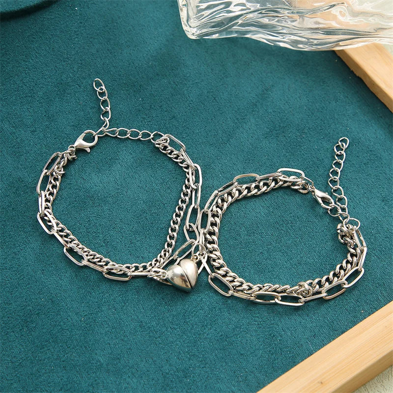 Magnetic Heart Couple Bracelets Set